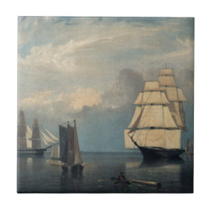 Vintage ships Salem Harbour Tile