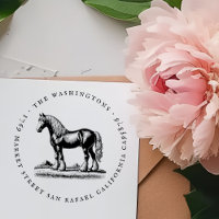Vintage Shire Horse Family Name Return Address