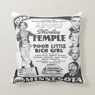 Vintage Shirley Temple Film Advert Throw Pillow