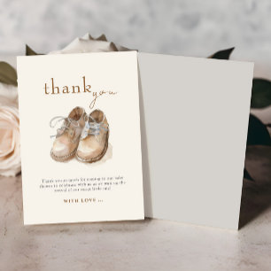 Vintage Shoes Boho Minimalist Boy Baby Shower Thank You Card