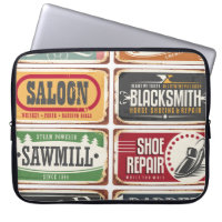 Vintage shop posters collection. Retro store tin s