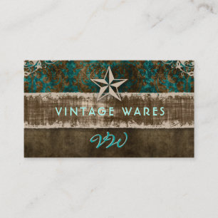 Vintage Shop Star Suede Teal Brown  Business Card
