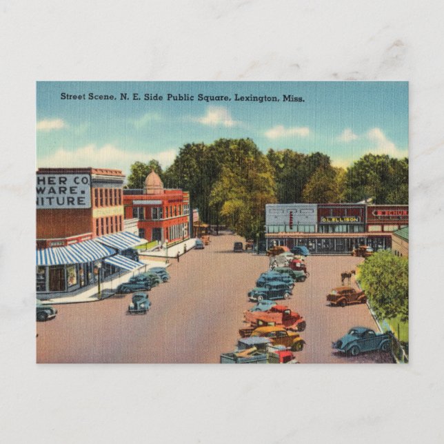 Vintage Shopping in Lexington, Mississippi Postcard (Front)