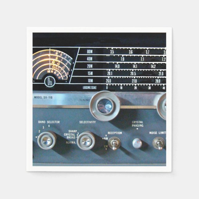 Vintage Short Wave Radio Receiver Napkin (Front)