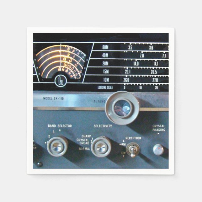 Vintage Short Wave Radio Receiver Napkin (Front)