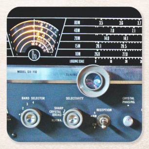 Vintage Short Wave Radio Receiver Square Paper Coaster