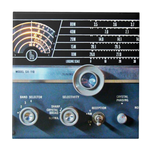 Vintage Short Wave Radio Receiver Tile (Front)
