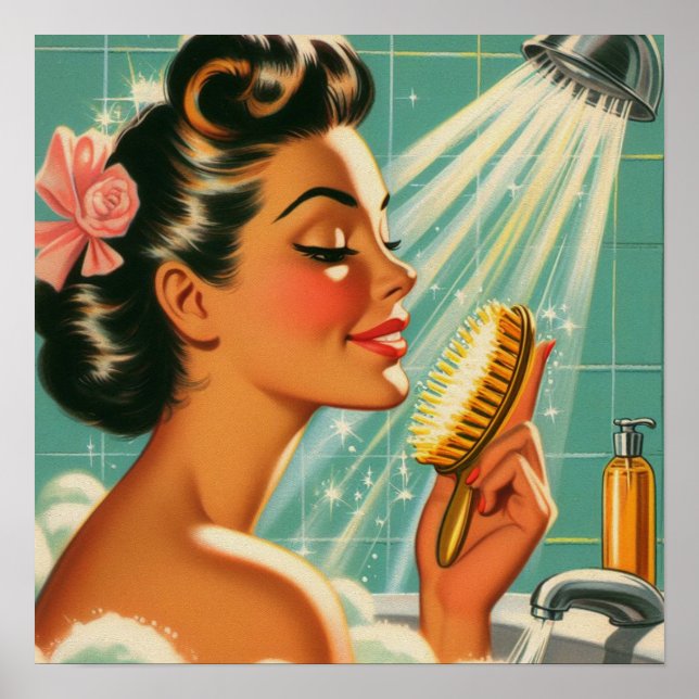 Vintage Shower Pin Up Poster (Front)