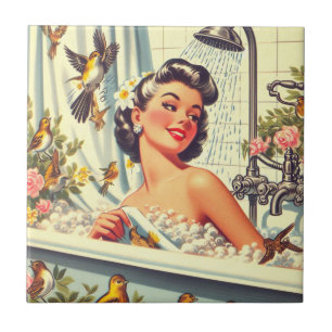 Vintage Shower Pin Up Tile