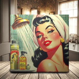 Vintage Shower Pin Up Tile
