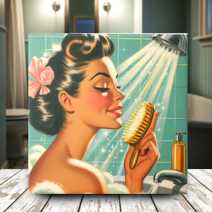 Vintage Shower Pin Up Tile