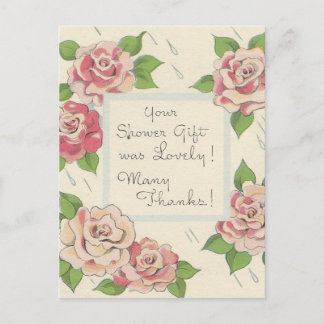 Vintage Shower Thank You Postcard