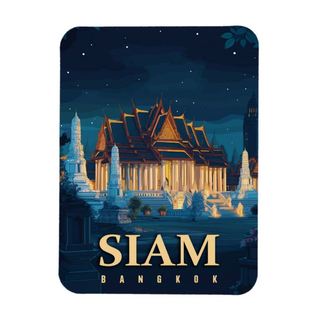 Vintage Siam Bangkok Temples Travel Magnet (Vertical)