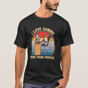 Vintage Siamese Cat I Love Gaming More Than People T-Shirt