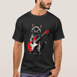 Vintage Siamese Cat Playing Guitar Funny Kitten Lo T-Shirt