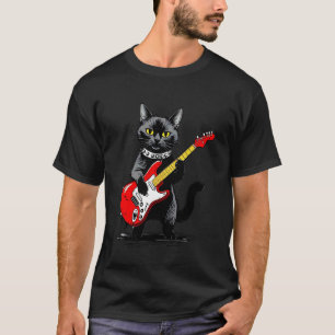 Vintage Siamese Cat Playing Guitar Funny Kitten Lo T-Shirt
