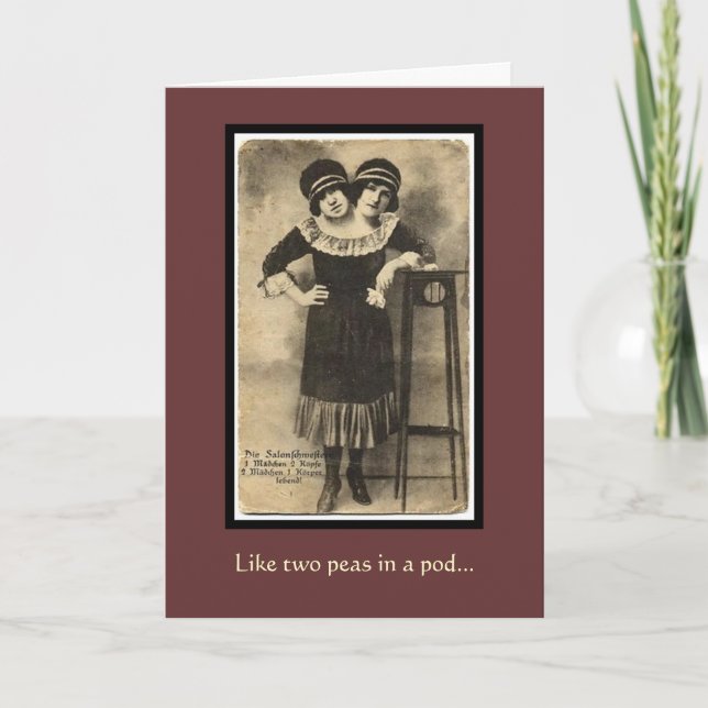 Vintage Siamese Twins Card (Front)