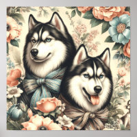 Vintage Siberian Husky Illustration