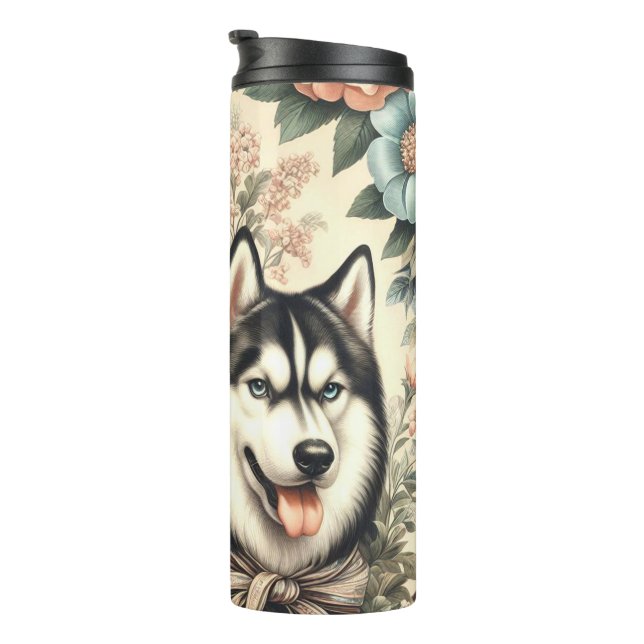 Vintage Siberian Husky  Illustration Thermal Tumbler (Rotated Right)