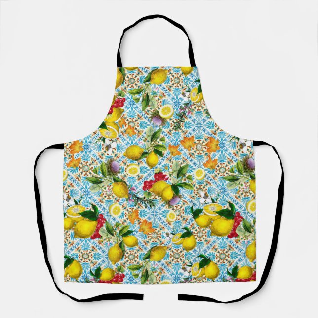 Vintage Sicilian lemon garden Apron (Front)