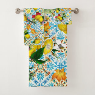 Vintage Sicilian lemon garden Bath Towel Set