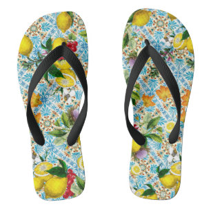 Vintage Sicilian lemon garden Flip Flops