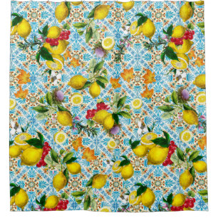 Vintage Sicilian lemon garden Shower Curtain
