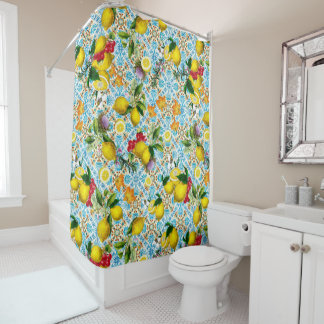 Vintage Sicilian lemon garden Shower Curtain