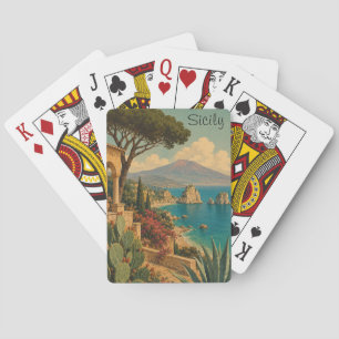 Vintage Sicily Italy Mediterranean Island Travel Playing Cards