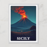Vintage Sicily Italy Mount Vesuvius Naples Travel