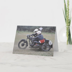 vintage sidecar scrambler outfit birthday card