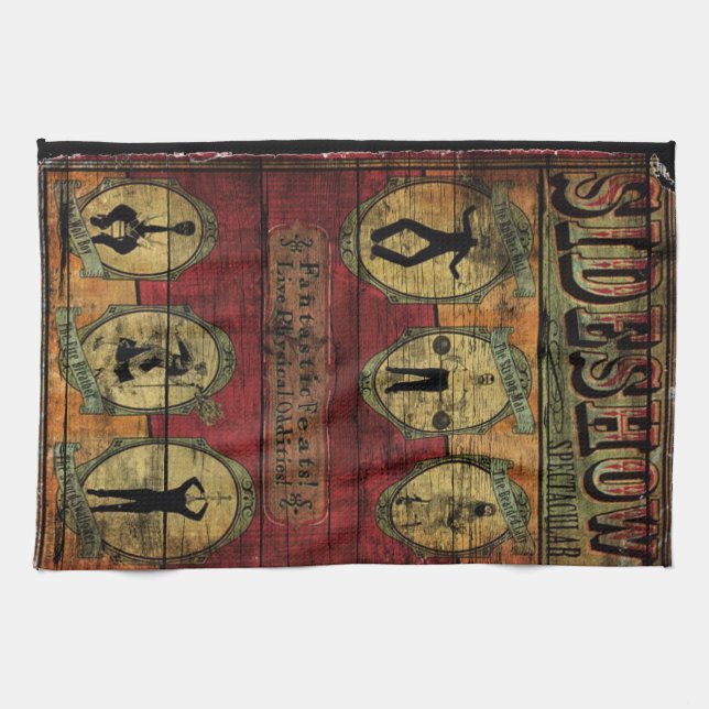 Vintage Sideshow Banner Tea Towel (Horizontal)