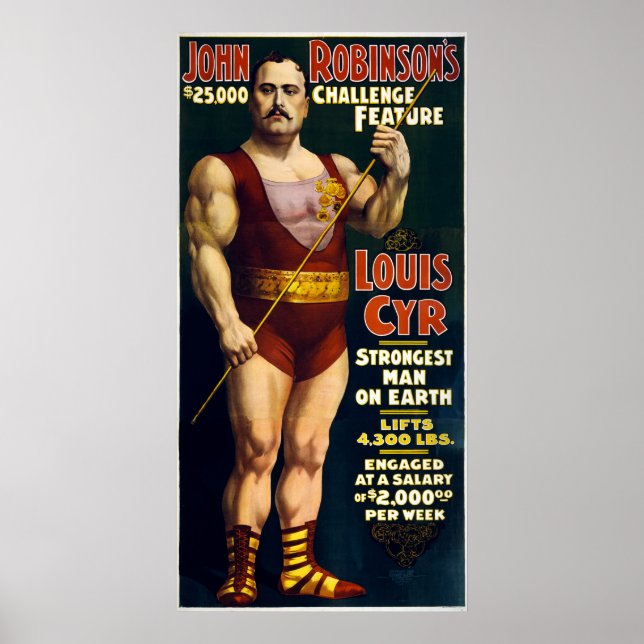 Vintage Sideshow Strongest Man on Earth Louis Cyr Poster (Front)