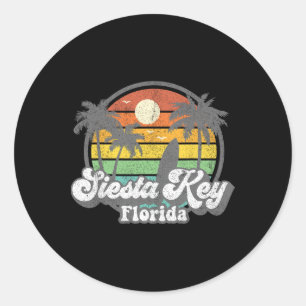 Vintage Siesta Key Beach Florida Surfing Retro 70s Classic Round Sticker