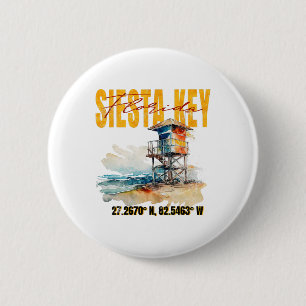 Vintage Siesta Key Florida Beach 6 Cm Round Badge