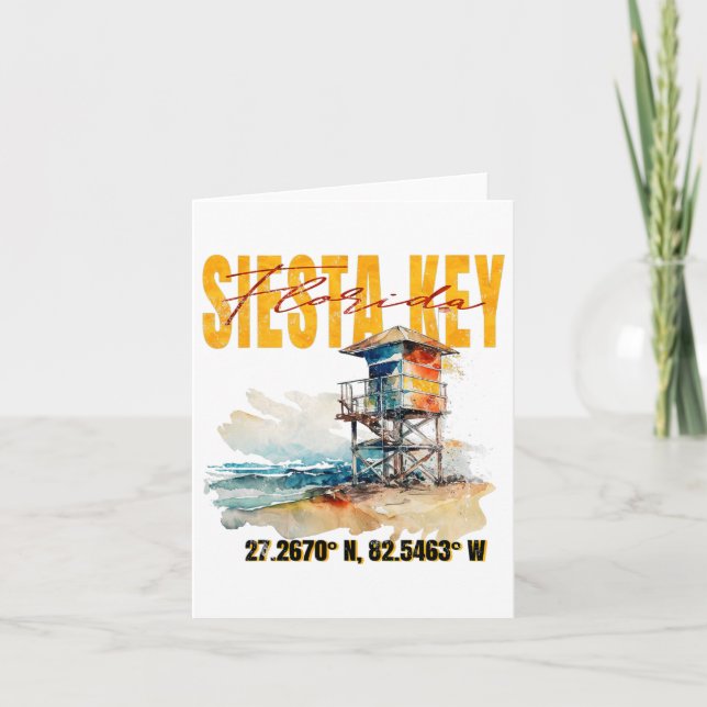 Vintage Siesta Key Florida Beach  Card (Front)