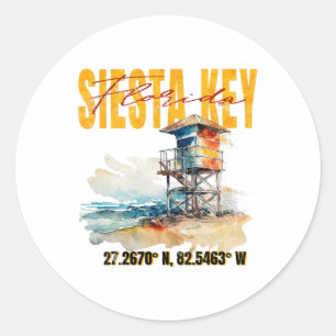 Vintage Siesta Key Florida Beach Classic Round Sticker