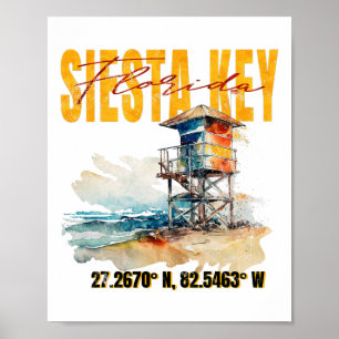 Vintage Siesta Key Florida Beach Poster