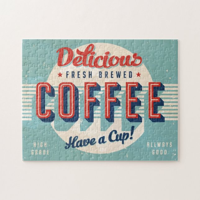 Vintage sign - Fresh Brewed Coffee Jigsaw Puzzle (Horizontal)