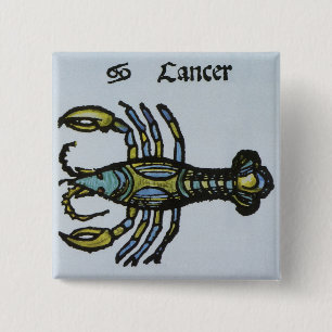 Vintage Sign of the Zodiac, Cancer the Crab 15 Cm Square Badge