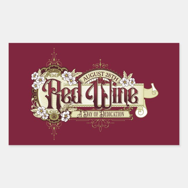Vintage Sign Red Wine Day Rectangular Sticker (Front)