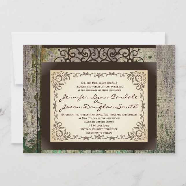 Vintage Sign Rustic Country Wedding Invitations (Front)