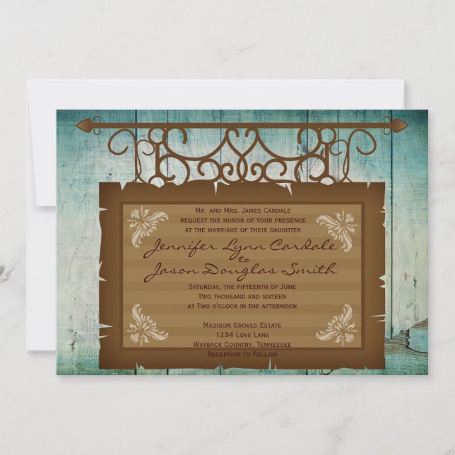 Vintage Sign Rustic Country Wedding Invitations (Front)