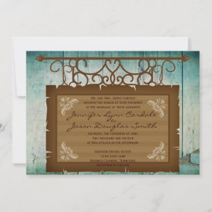Vintage Sign Rustic Country Wedding Invitations