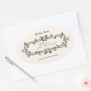 Vintage Signature Author BookPlate Template Oval Sticker