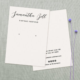 Vintage signature Script Ivory Earring Jewellery Business Card