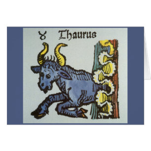 Vintage Signs of the Zodiac, Antique Taurus Bull