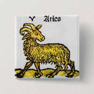 Vintage Signs of the Zodiac, Aries the Ram 15 Cm Square Badge