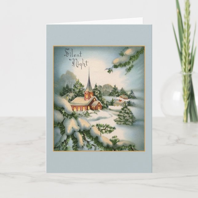 Vintage Silent Night Christmas Greeting Card (Front)