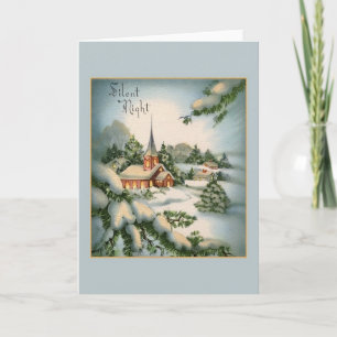 Vintage Silent Night Christmas Greeting Card